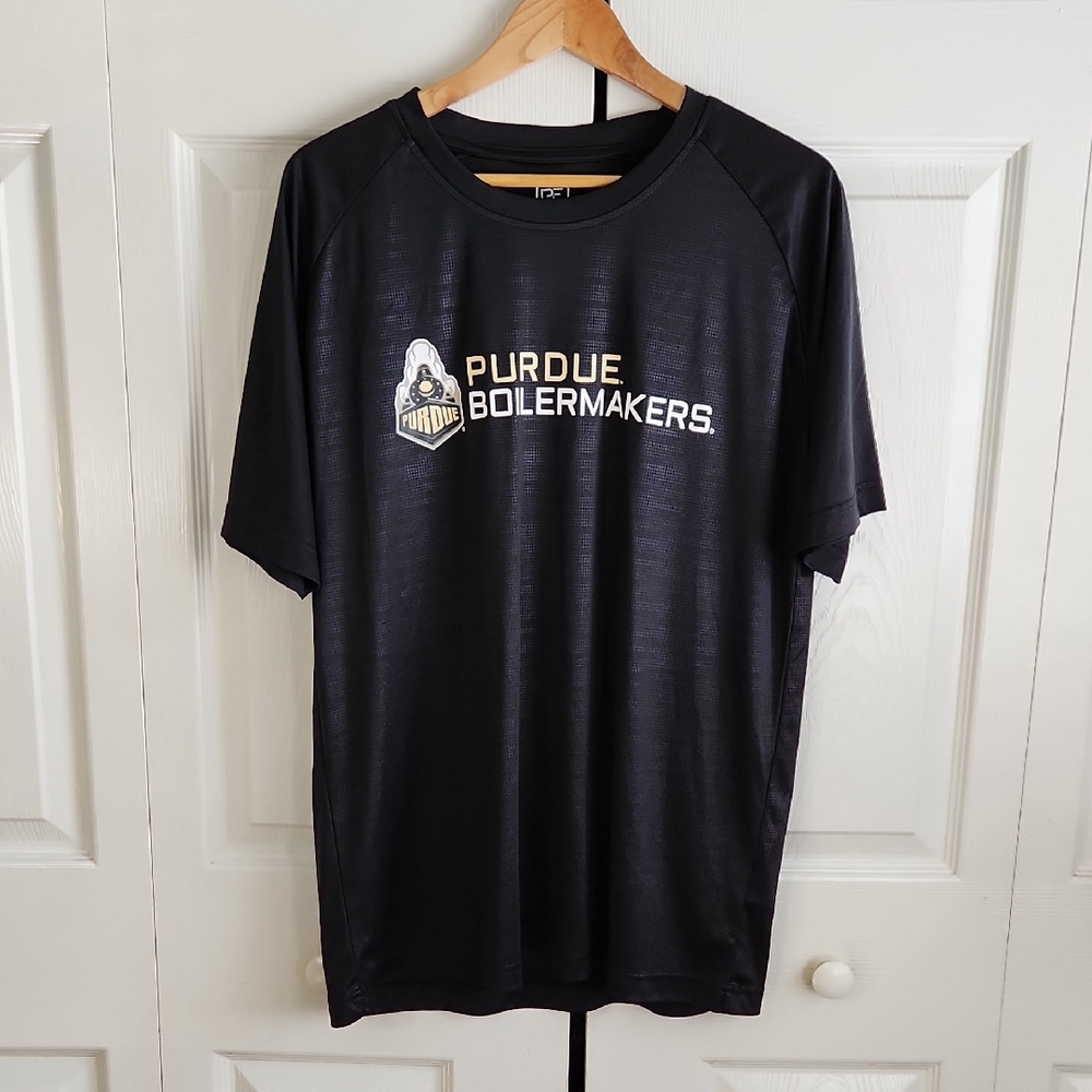 Knights Apparel Mens Black Purdue Boilermakers Jersey Knit Shirt Size LG Logo
